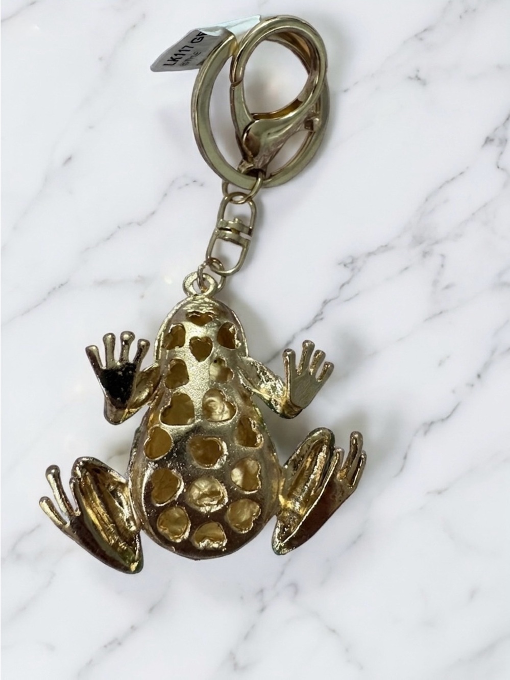 NWT Sparkling Green Rhinestone Frog Keychain & Bag Charm Gold-Tone Crystal Frog - Picture 4 of 4